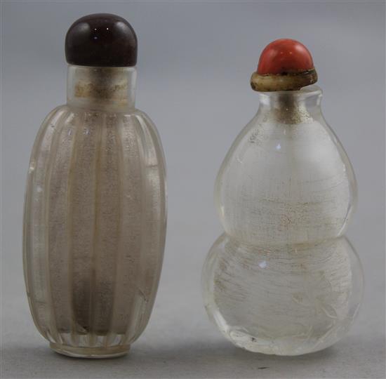 Two Chinese rock crystal snuff bottles, 1800-1900, Richards no.s 463 and 58